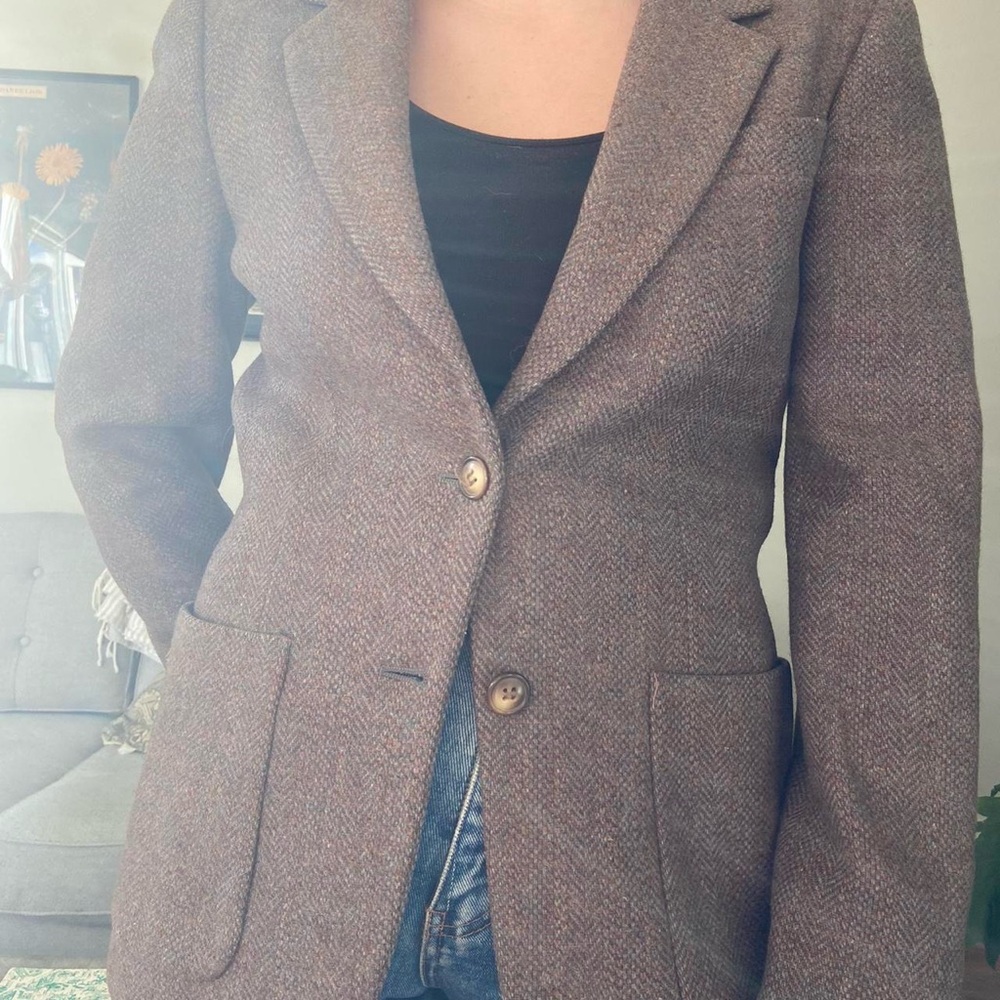 MaxMara Brown Herringbone Tailored Blazer